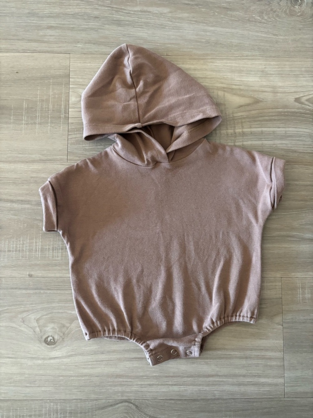 Little One Shop 3/6mBaby Hooded Short-Sleeve hooded romper Bodysuit - Brown